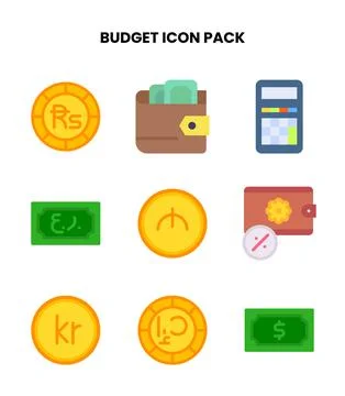 Budget Flat Design Icons Pack Stock Illustration