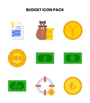 Budget Flat Graphics Icons Pack Ilustración de archivo