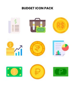 Budget Flat Icons Pack Stock Illustration