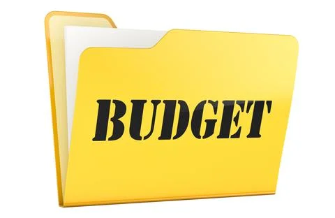 Budget folder, yellow document file with budget inscription. 3D rendering Stock Illustration