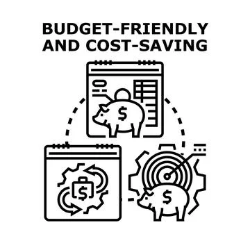 Budget friendly cost saving financial management concept Illustrazione stock
