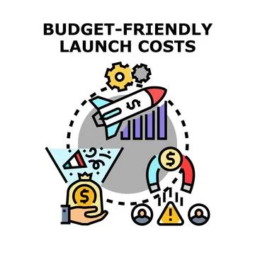Budget friendly launch costs planning and strategy Stock Illustration