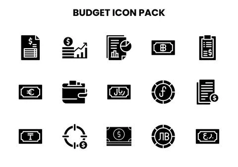 Budget Glyph Graphics Icons Pack Ilustración de archivo