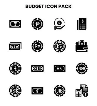 Budget Glyph Set Icons Pack Ilustración de archivo