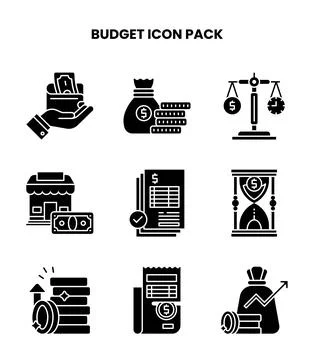 Budget Glyph Vector Icons Pack Ilustración de archivo