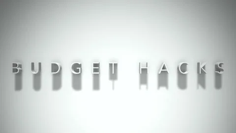 Budget hacks 3D title animation white text on a white background Stock Footage 299645971