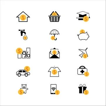 Budget icon set Stock Illustration