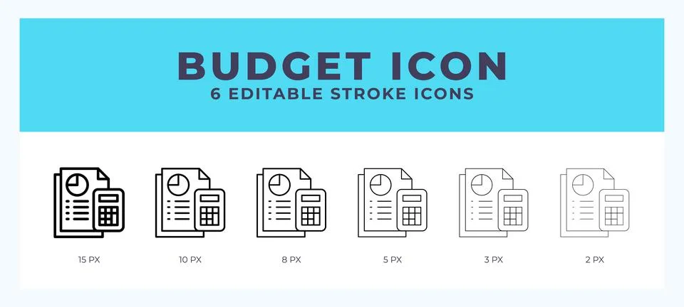 Budget icon in thin line. Bold line. Regular line. Editable stroke. Stock Illustration