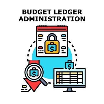 Budget ledger administration concept illustration Stock Illustration