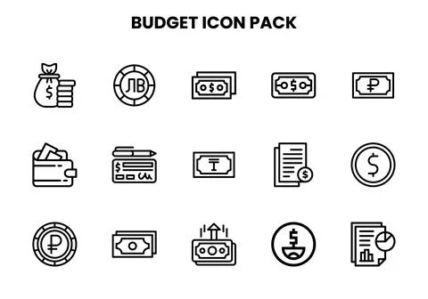 Budget Line Bundle Icons Pack Ilustración de archivo
