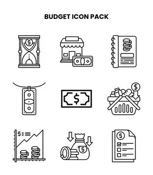 Budget Line Icons Pack Stock Illustration