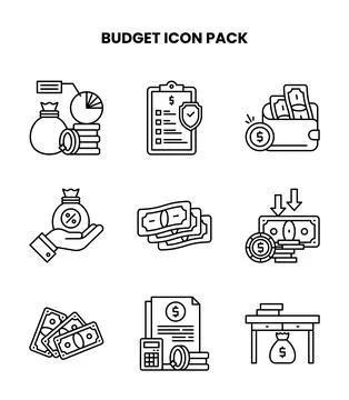 Budget Line Set Icons Pack Ilustración de archivo