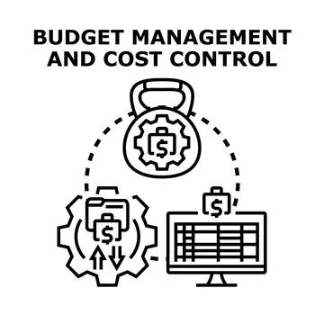 Budget management and cost control strategy process Illustrazione stock
