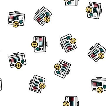 Budget management interior design vector seamless pattern Stock Illustration