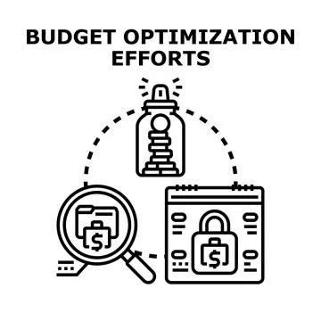 Budget optimization efforts process improving financial management Stock Illustration