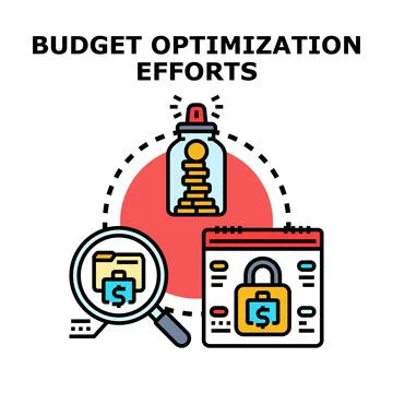 Budget optimization efforts process improving financial management Stock Illustration