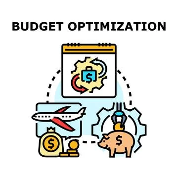 Budget optimization process for saving and financial planning 스톡 일러스트