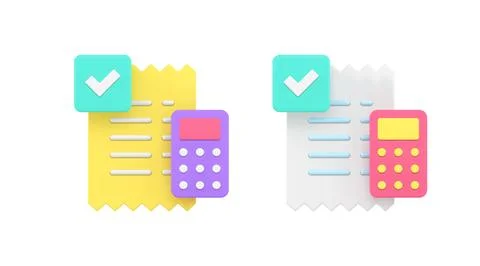 Budget payment receipt bill checking calculation tax form paper document cont Stock Illustration