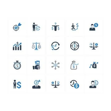 Budget Plan Icons - Blue Version Stock Illustration