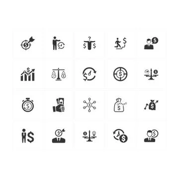 Budget Plan Icons - Gray Version Stock Illustration