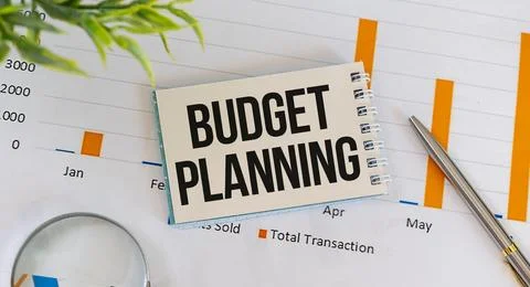 Budget plan text on the diary. Budget planning concept Stock Photos