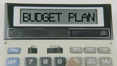 Budget Plan Text or Words and Hand Typing  Concept Calculator Stock Footage 307019102