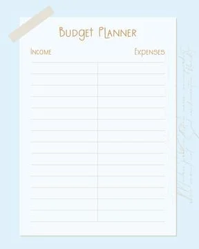 Budget planner template blue page design collage scrapbooking vintage style Stock Illustration