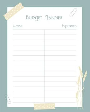 Budget planner template page design collage scrapbooking vintage style, income Illustrazione stock
