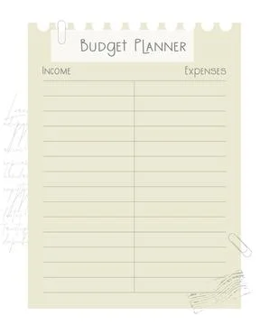 Budget planner template page design collage scrapbooking vintage style, income Stock Illustration