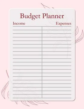 Budget planner template page design with tropical leaves, income and expens.. Stock Illustration