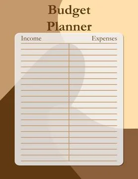 Budget planner template page design, income and expenses. Vector illustration Illustrazione stock