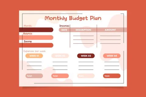 Budget planner template vector Stock Illustration