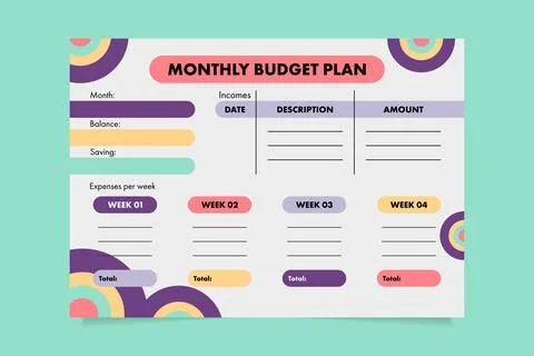 Budget planner template vector Stock Illustration