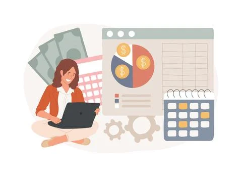 Budget planning isolated concept vector illustration. Ilustración de archivo