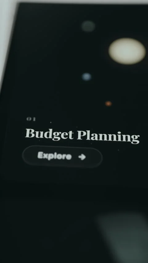 Budget Planning topic and Explore button from a financial organization interface Stock Footage 332064176