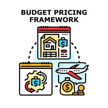 Budget pricing framework calculating cost management concept 스톡 일러스트