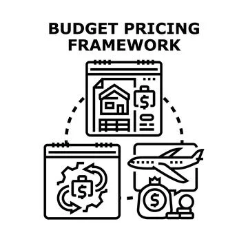 Budget pricing framework calculating cost management concept 스톡 일러스트