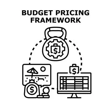 Budget pricing framework setting financial resource strategy Stock Illustration