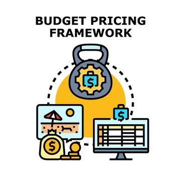 Budget pricing framework setting financial resource strategy Stock Illustration