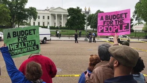Budget Protesters at White House Stock Footage 74931336