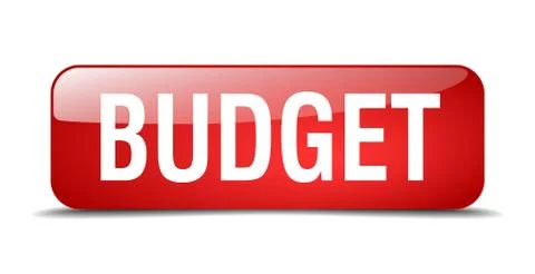 Budget red square 3d realistic isolated web button 스톡 일러스트