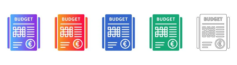 Budget Spreadsheet Data File Icon Set 스톡 일러스트