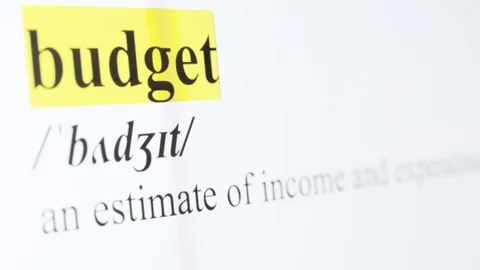 Budget Text Macro Shot Highlighted in Yellow Color On Computer Screen Stock Footage 123224201