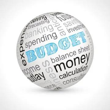 Budget theme sphere with keywords Stock Illustration