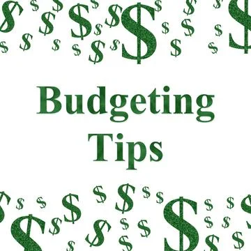 Budget Tips message with green dollar signs Stock Illustration