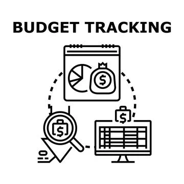 Budget tracking analysis financial planning management concept Stock Illustration