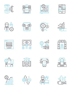 Budget tracking linear icons set. Expenses, Savings, Budgeting, Income, My Stock Illustration