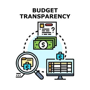 Budget transparency process with financial analysis and data auditing Stock Illustration
