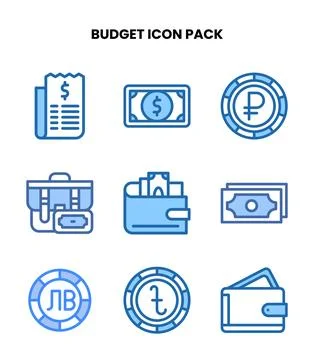 Budget Two Colour Bundle Icons Pack Stock-Illustration