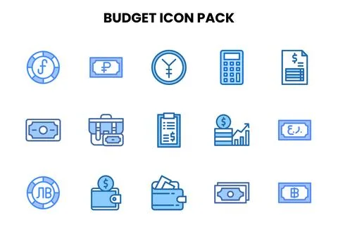 Budget Two Colour Graphics Icons Pack Ilustración de archivo